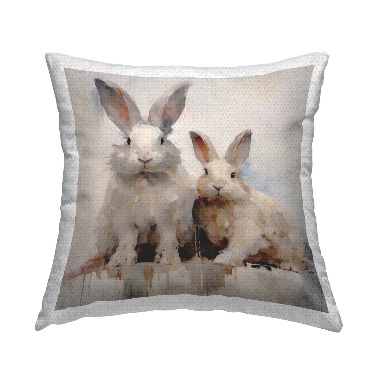 Stupell Industries Fluffy Spring Rabbits Outdoor Printed Throw Pillow Design by Arlington Prints, 18 x 7 x 18